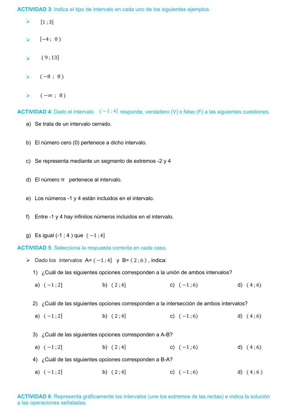 INTERVALOS CLASIFICACIÓN Y OPERACIONES