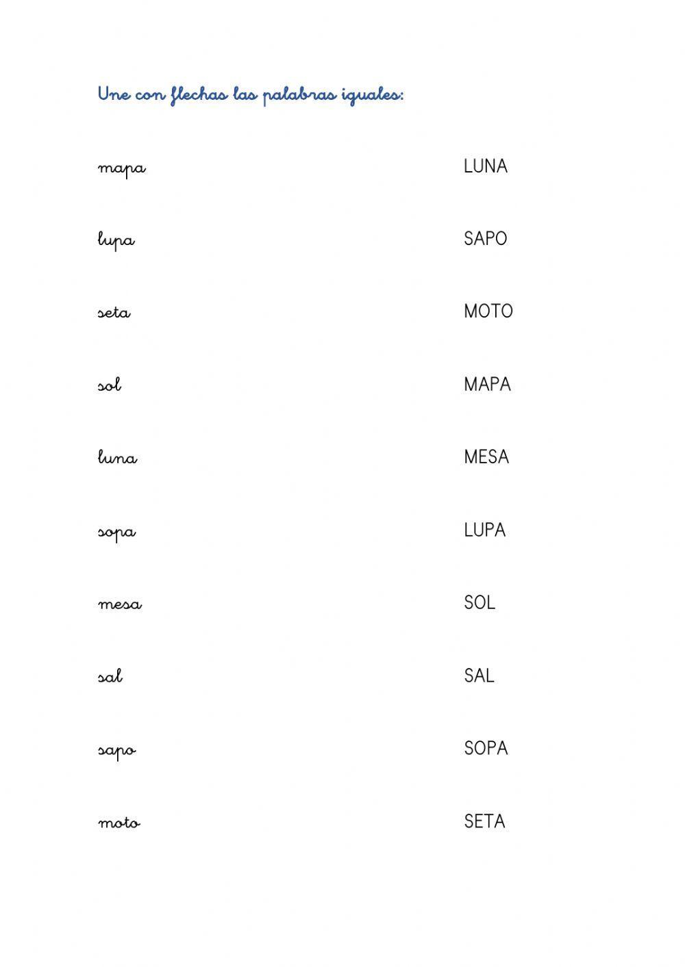 Letra minúscula-letra mayúscula