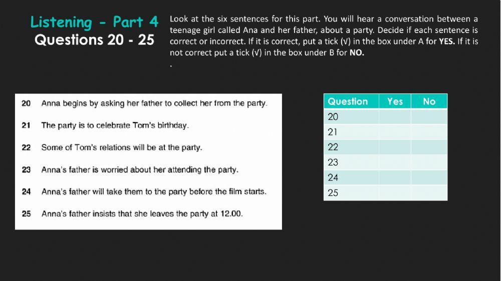 Listening Practice Pet Part 4