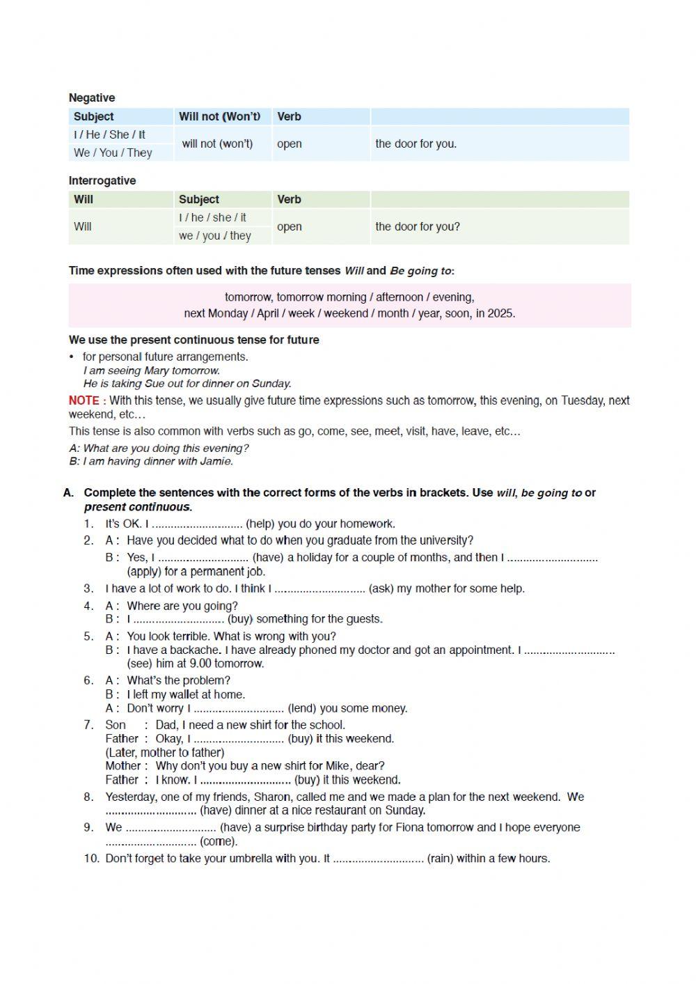 Future Tense for 11th Graders