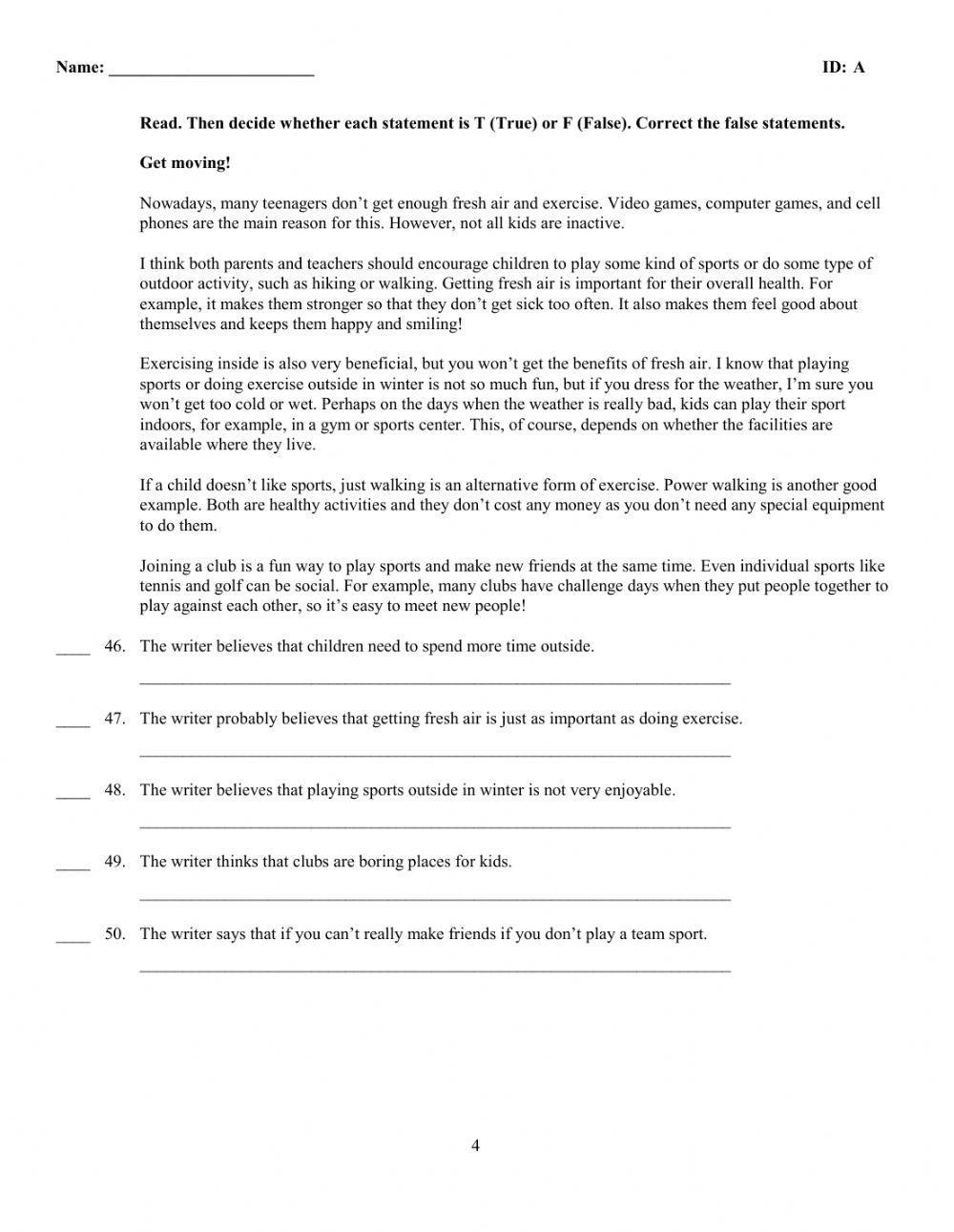 Life 3 Unit 1 Mock Test