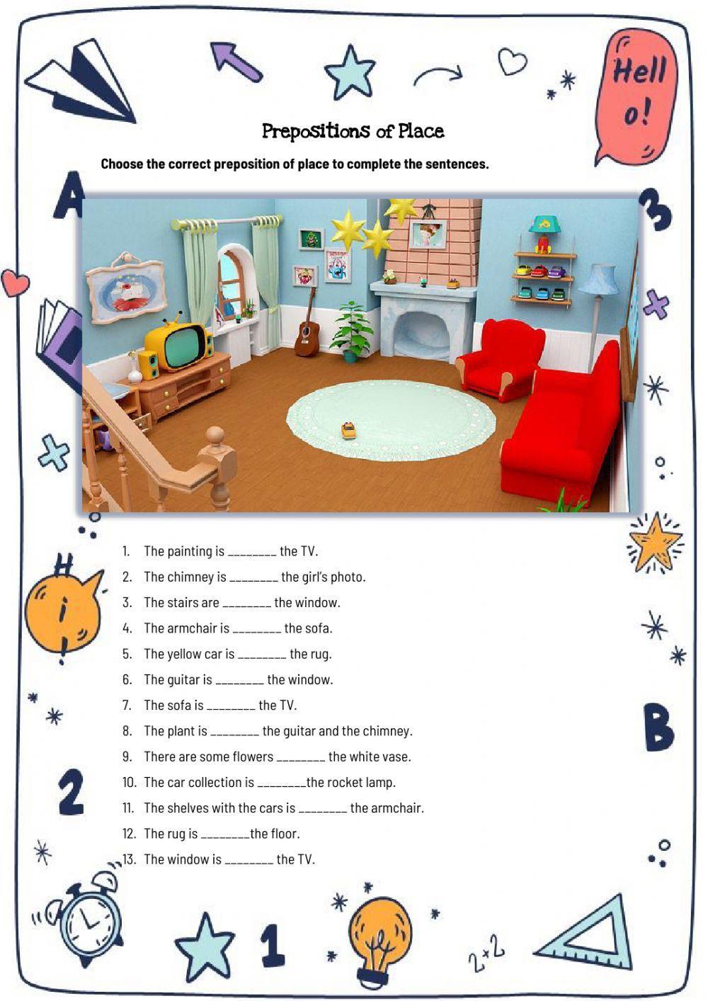 prepositions of place exercises pdf a1