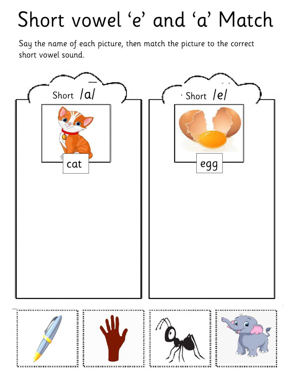 Short vowel a or e sorting
