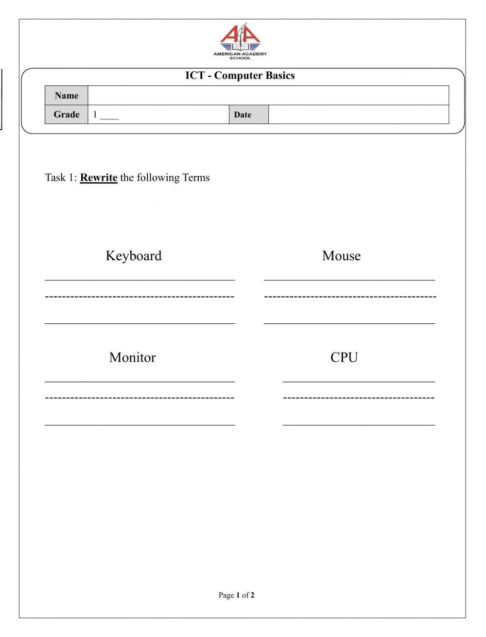 Basic Parts of a Desktop Computer