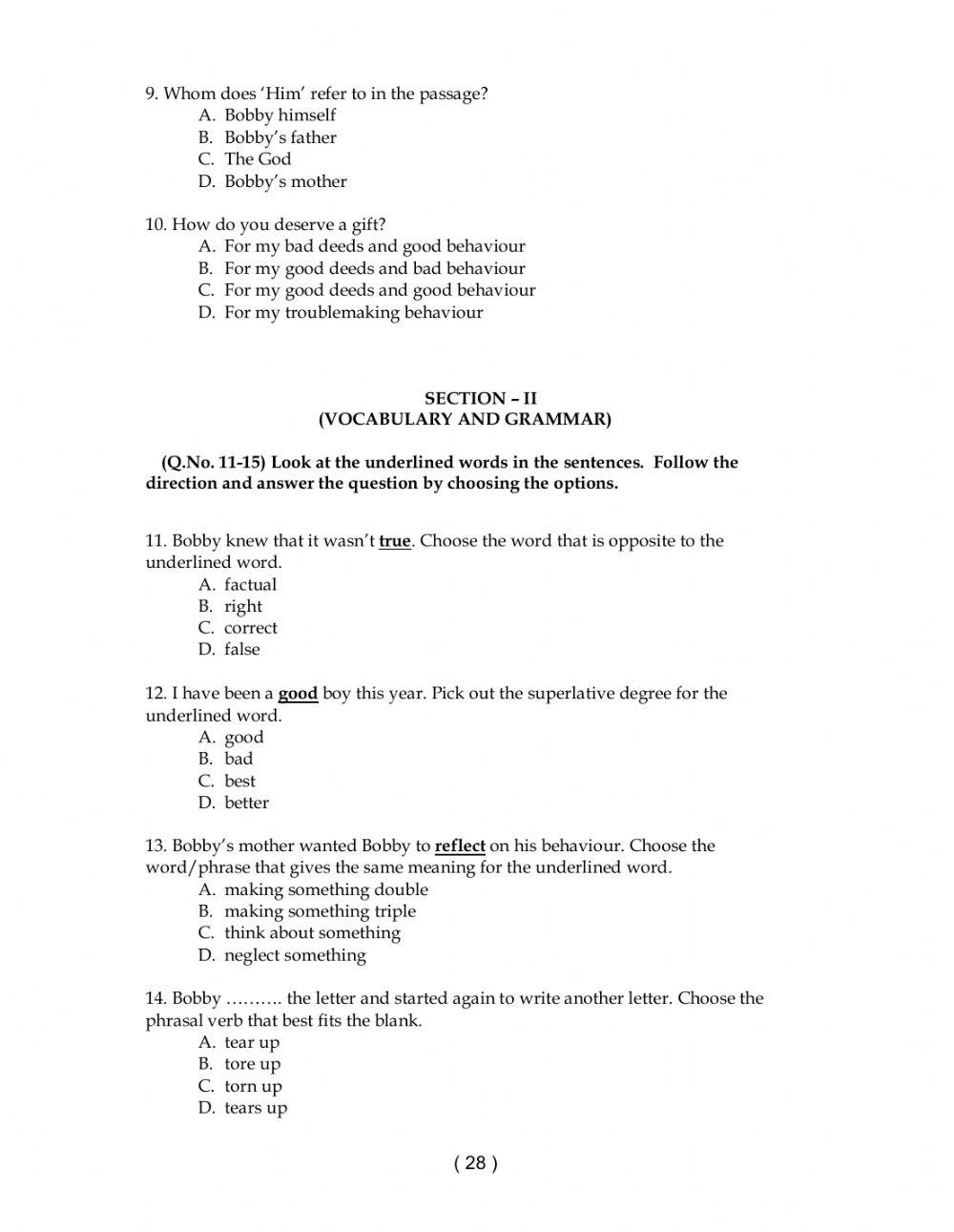 9 class level 2 worksheet 7