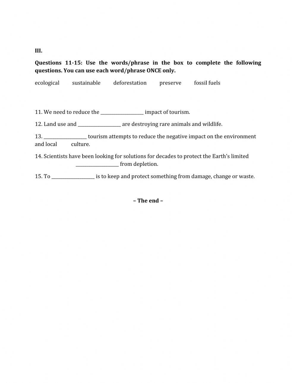 Lớp 10 - Kiểm tra 15 phút - Kỹ năng Đọc + Từ vựng số 4