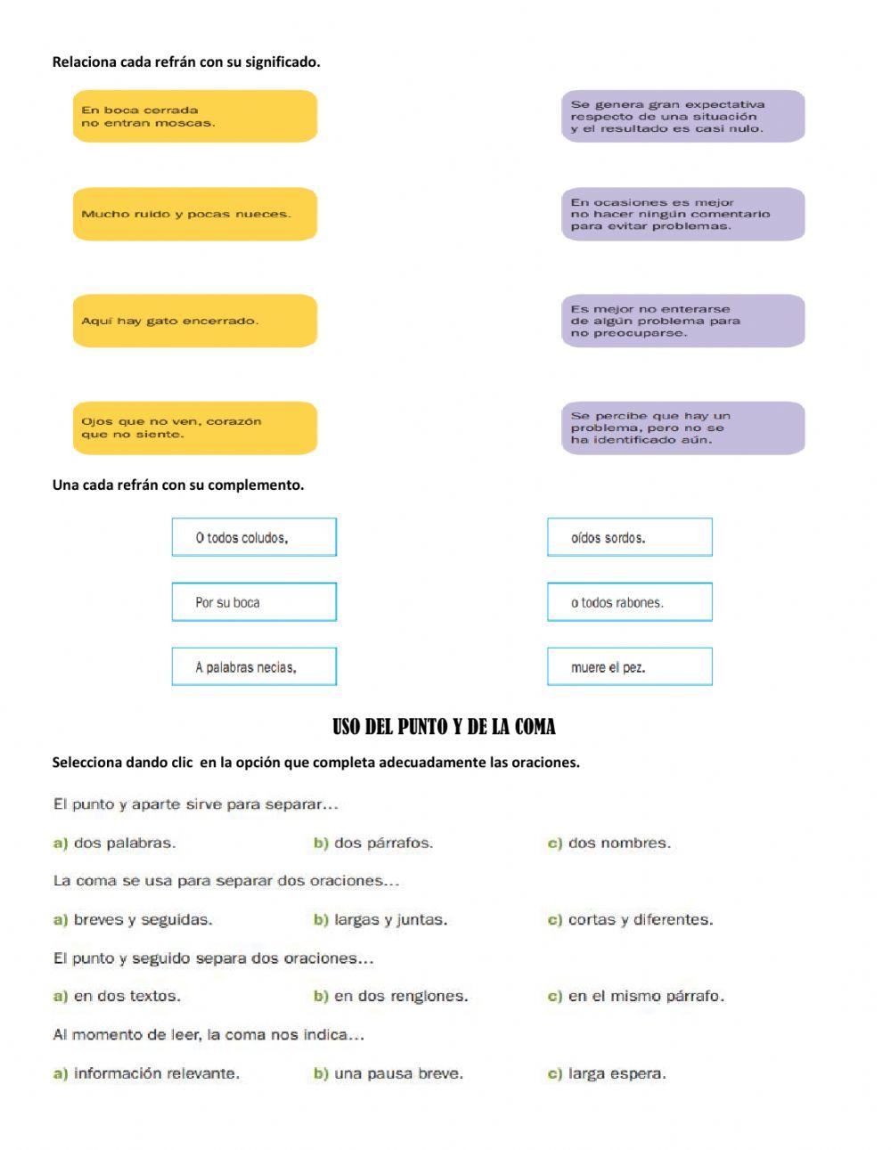 Refranes y uso del punto