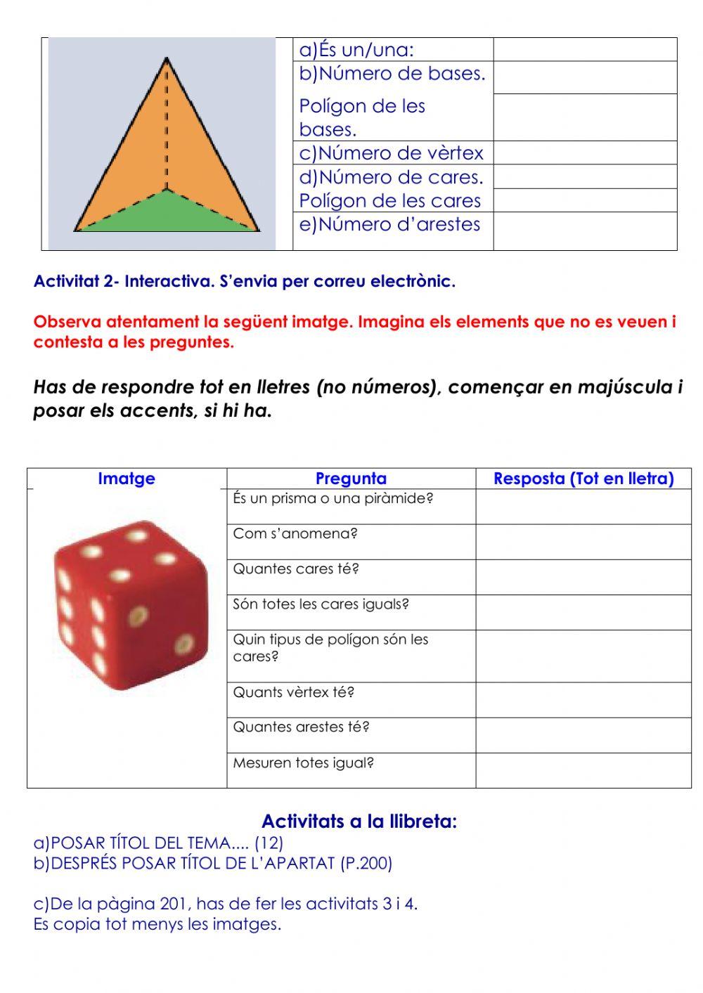Prismes i piràmides, elements