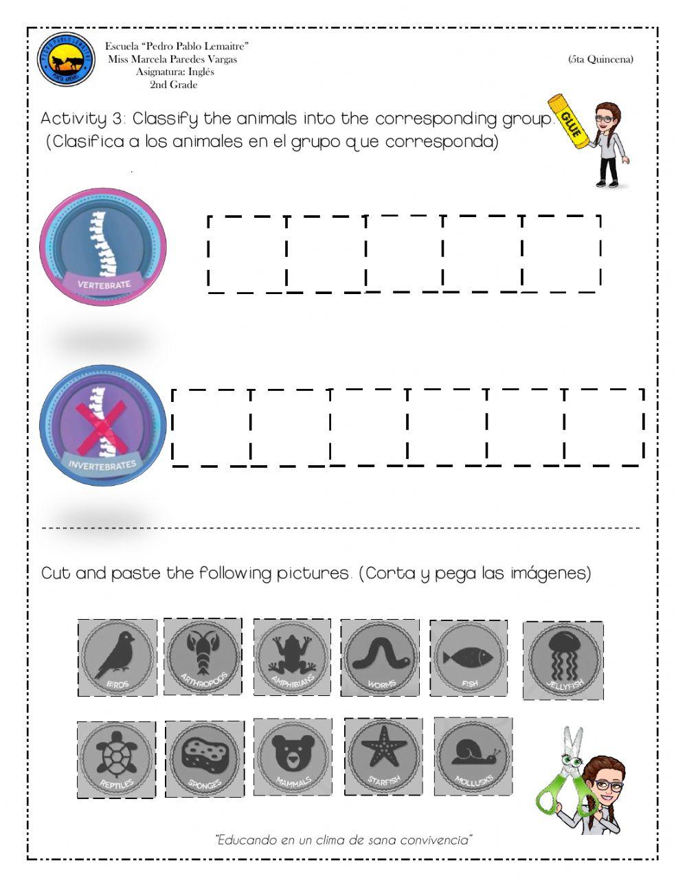 Veterbrates and invertebrates animals