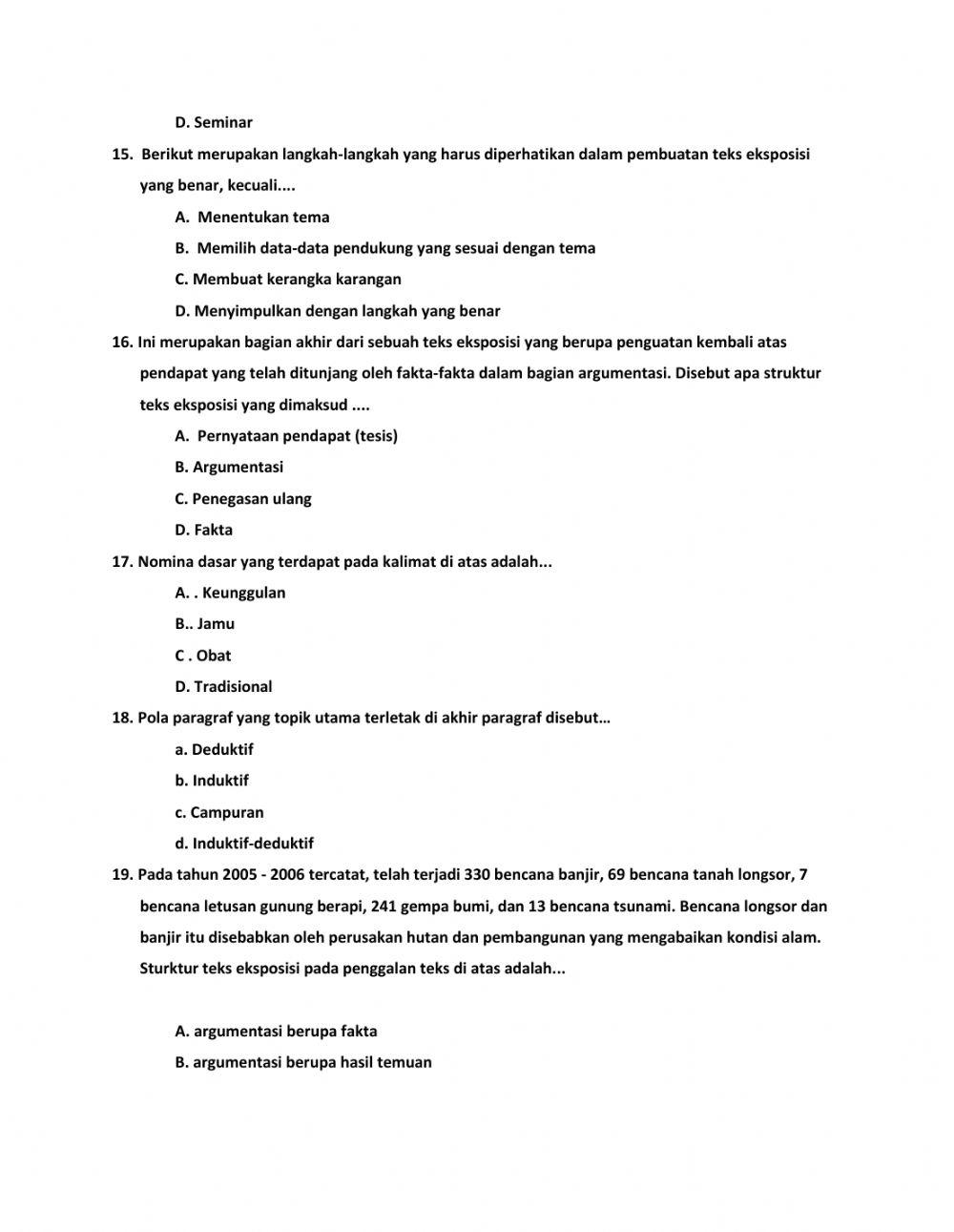 Ulangan umum teks eksposisi