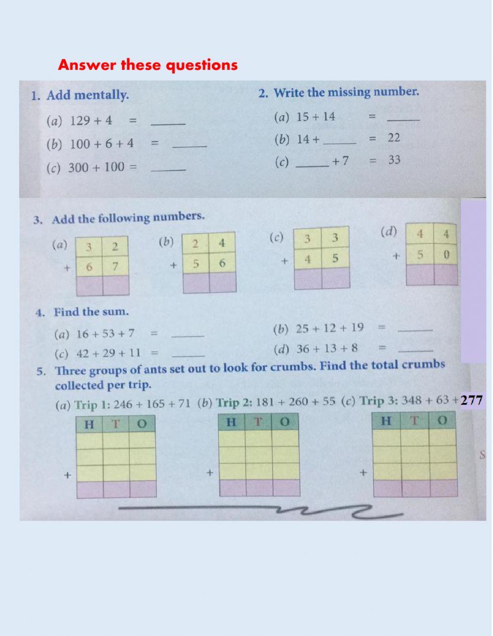 Addition of numbers worksheet | Live Worksheets