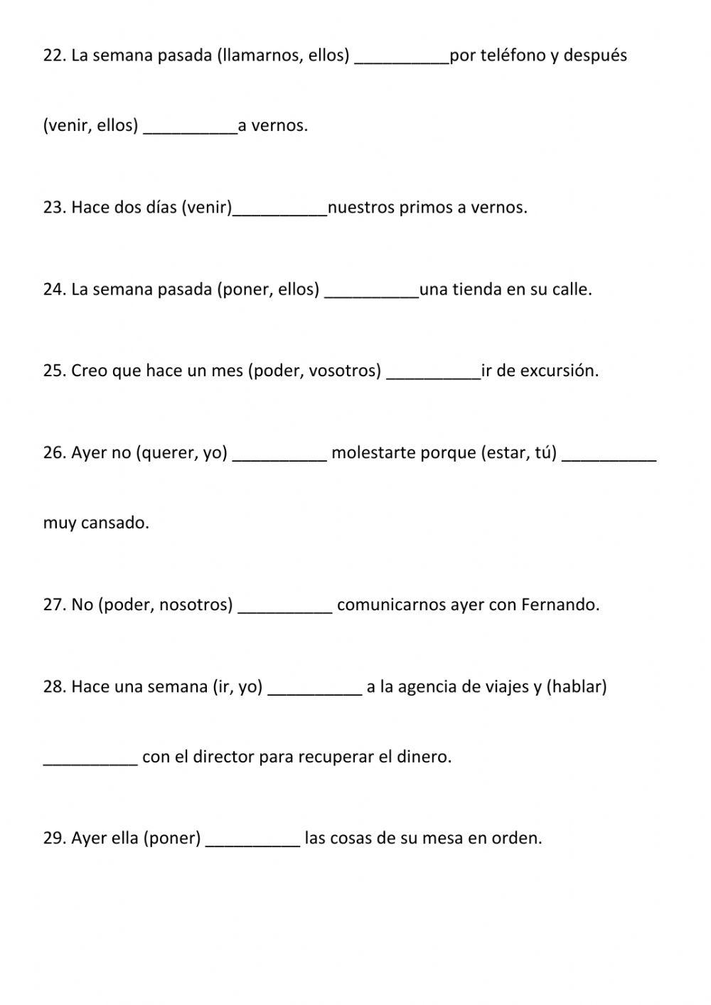 Pretérito Indefinido Simpre Verbos Irregulares