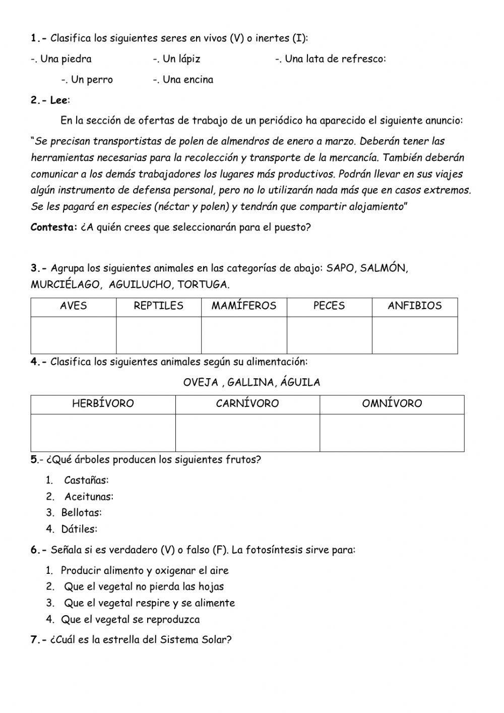 Prueba inicial de contenidos 1º ESO