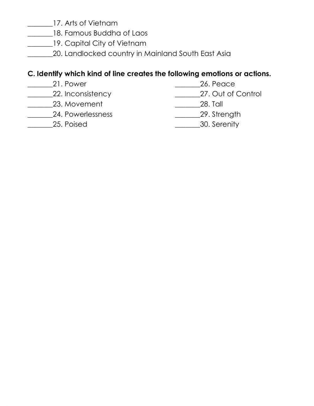 FIRST SUMMATIVE EVALUATION ARTS 8 Part 1