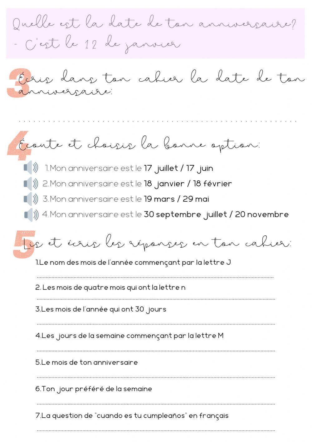 Les jours et les mois