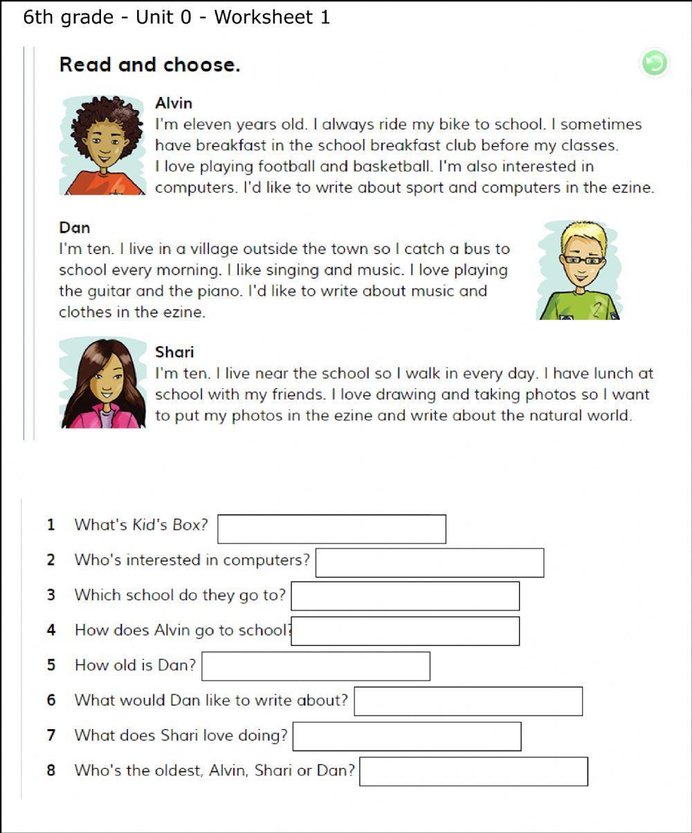 6th grade-worksheet 1