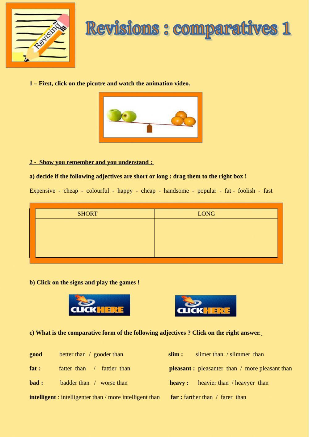 Revisions :comparatives