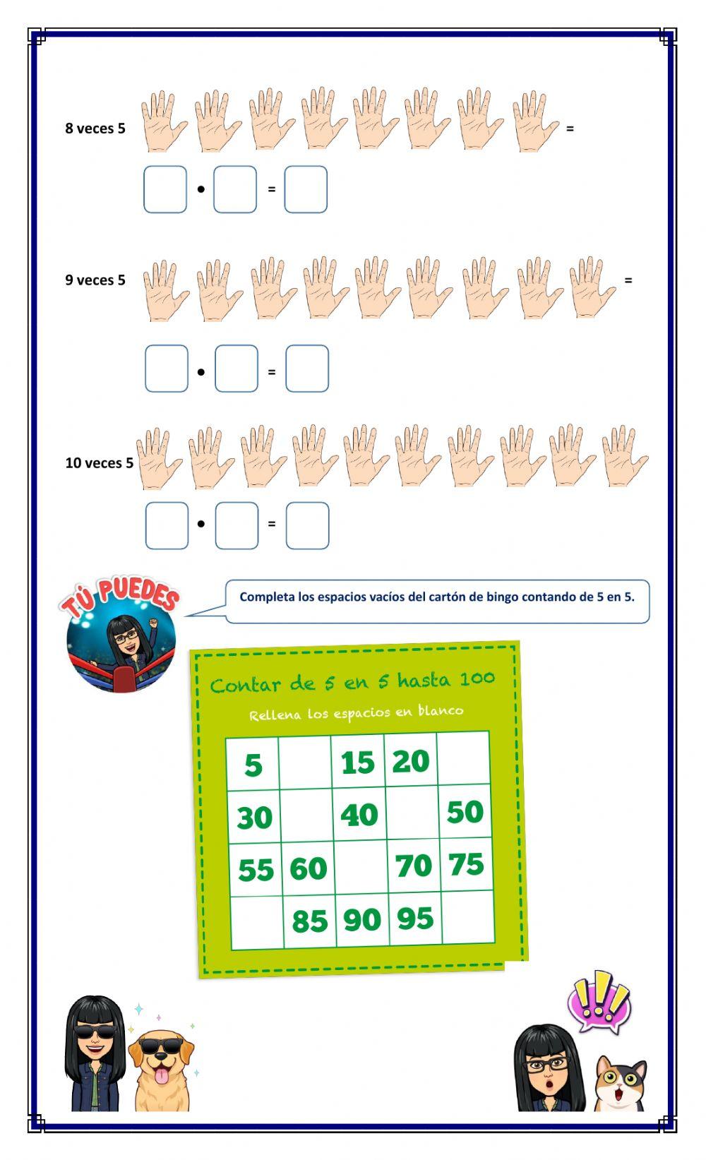 Construcción tabla del 5