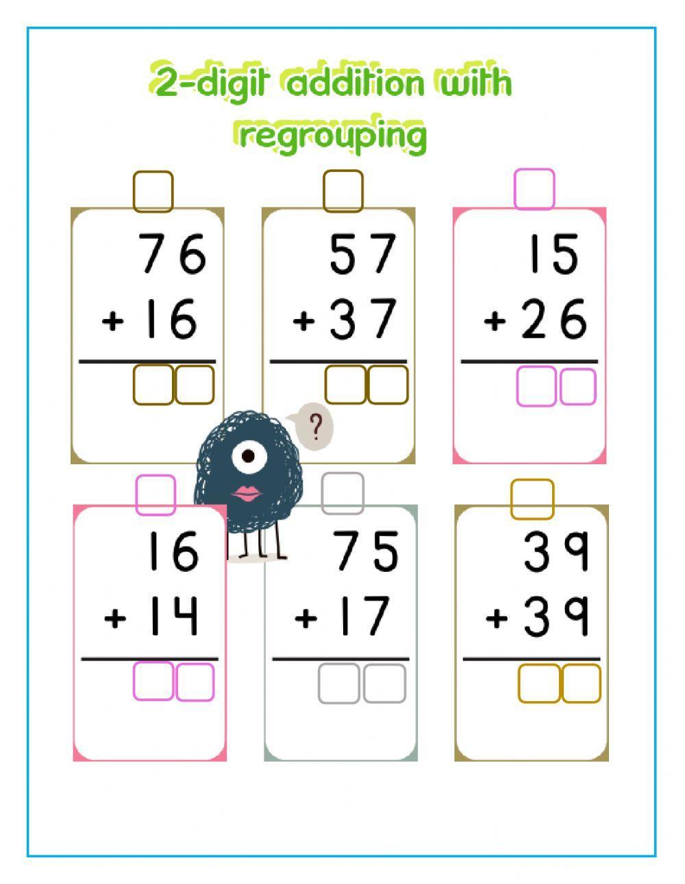 2-digit addition with regrouping