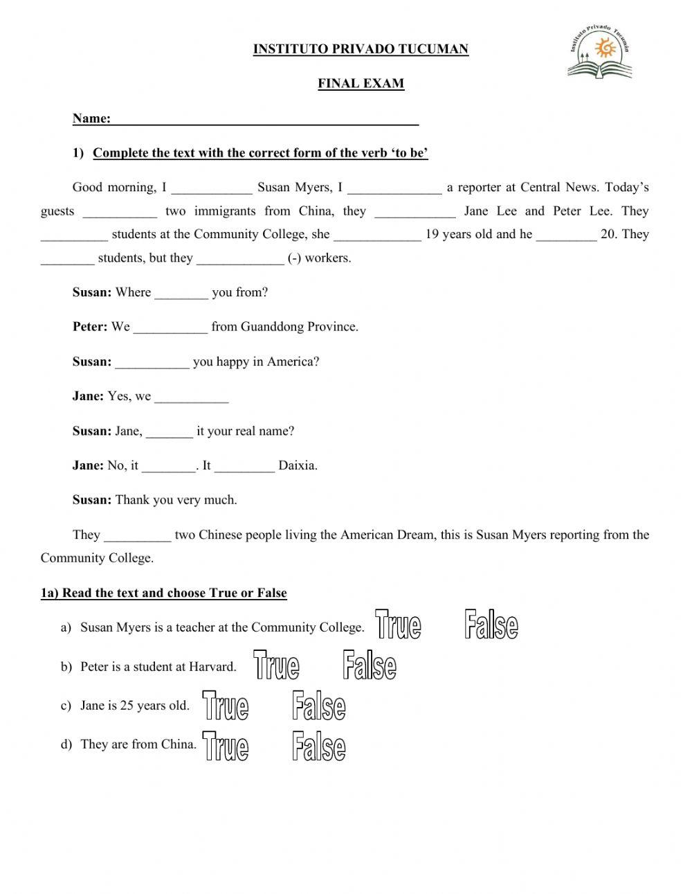 1er año Examen previo 2020