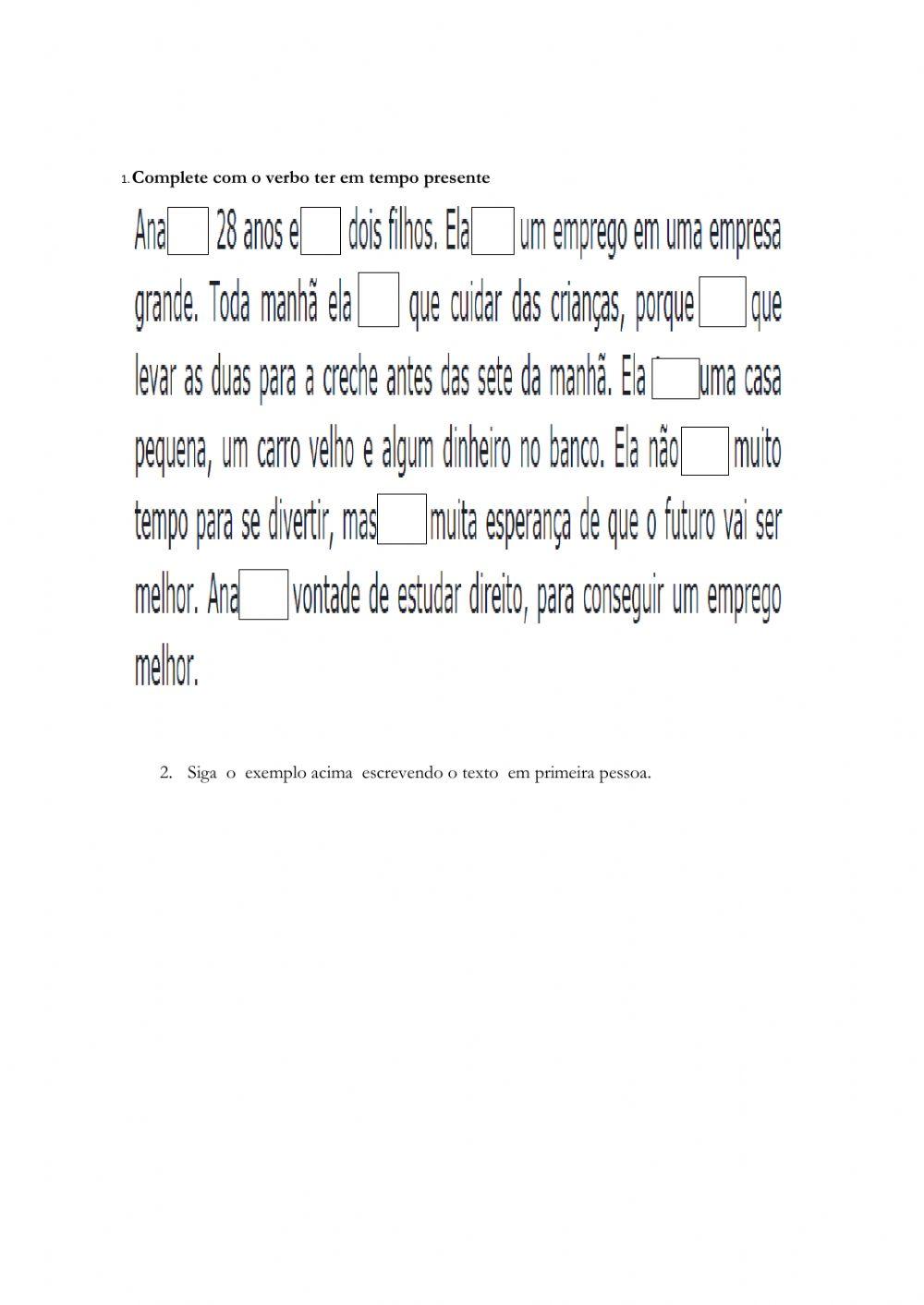 Verbo ter tempo presente