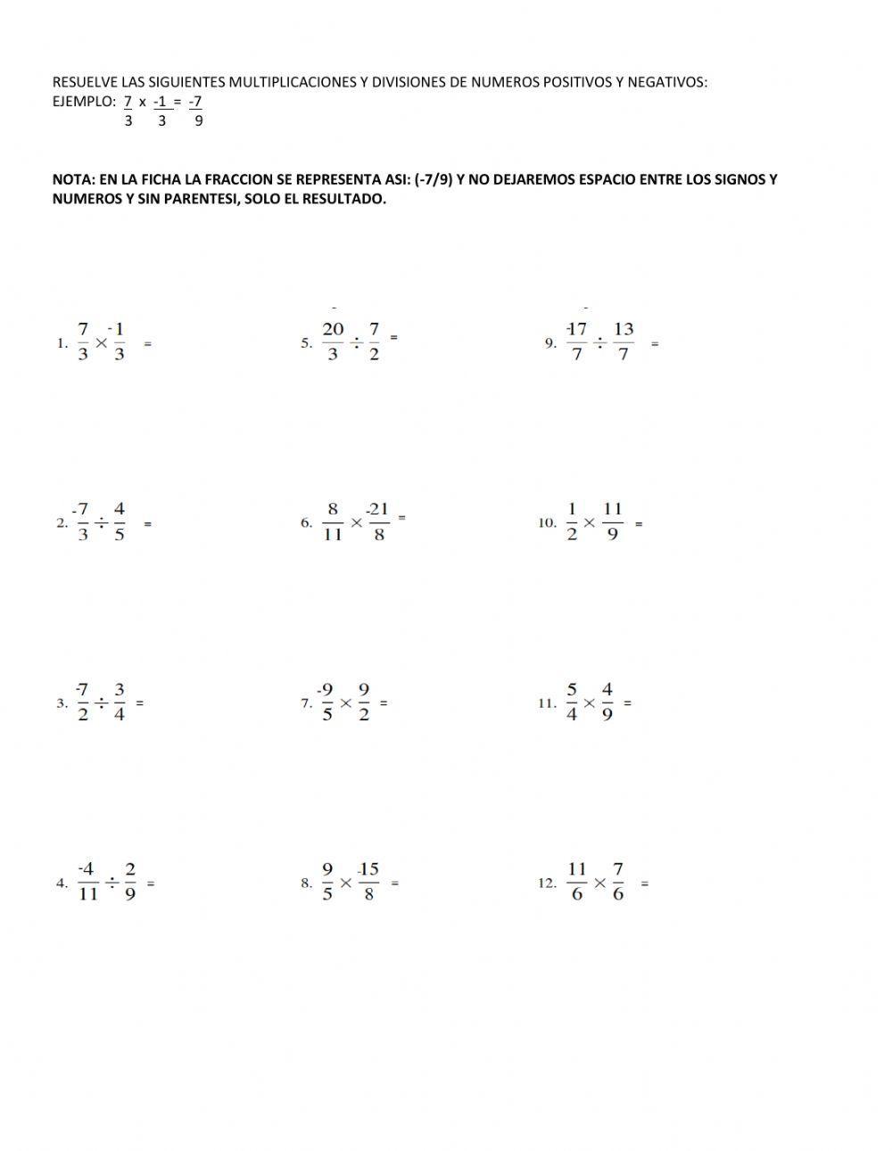 Multiplicacion y division de numeros con signo