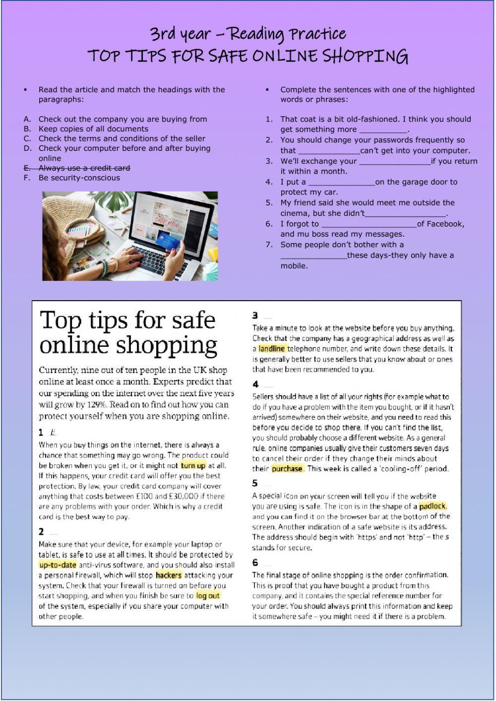 Top tips for safe online shopping