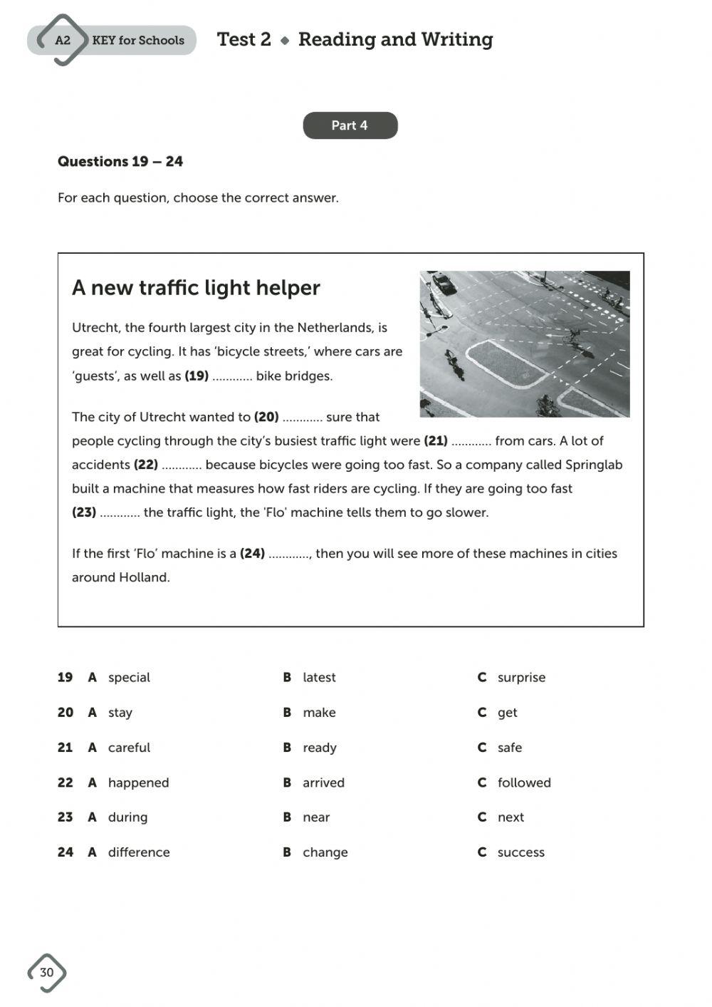 PRACTICE KEY READING TEST 6th