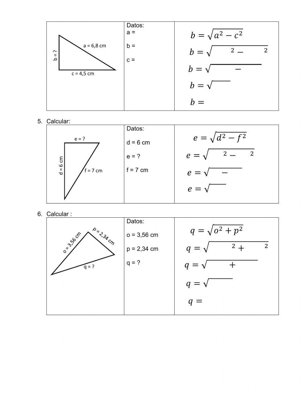 TEOREMAS DE PITÁGORAS