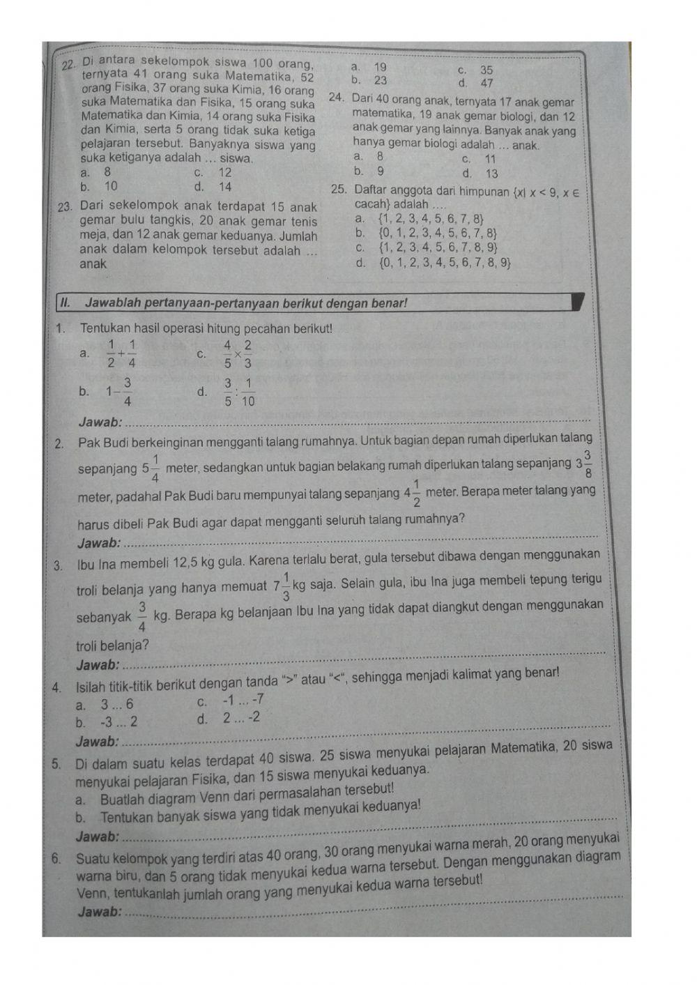 UTS Kelas 7 Matematika