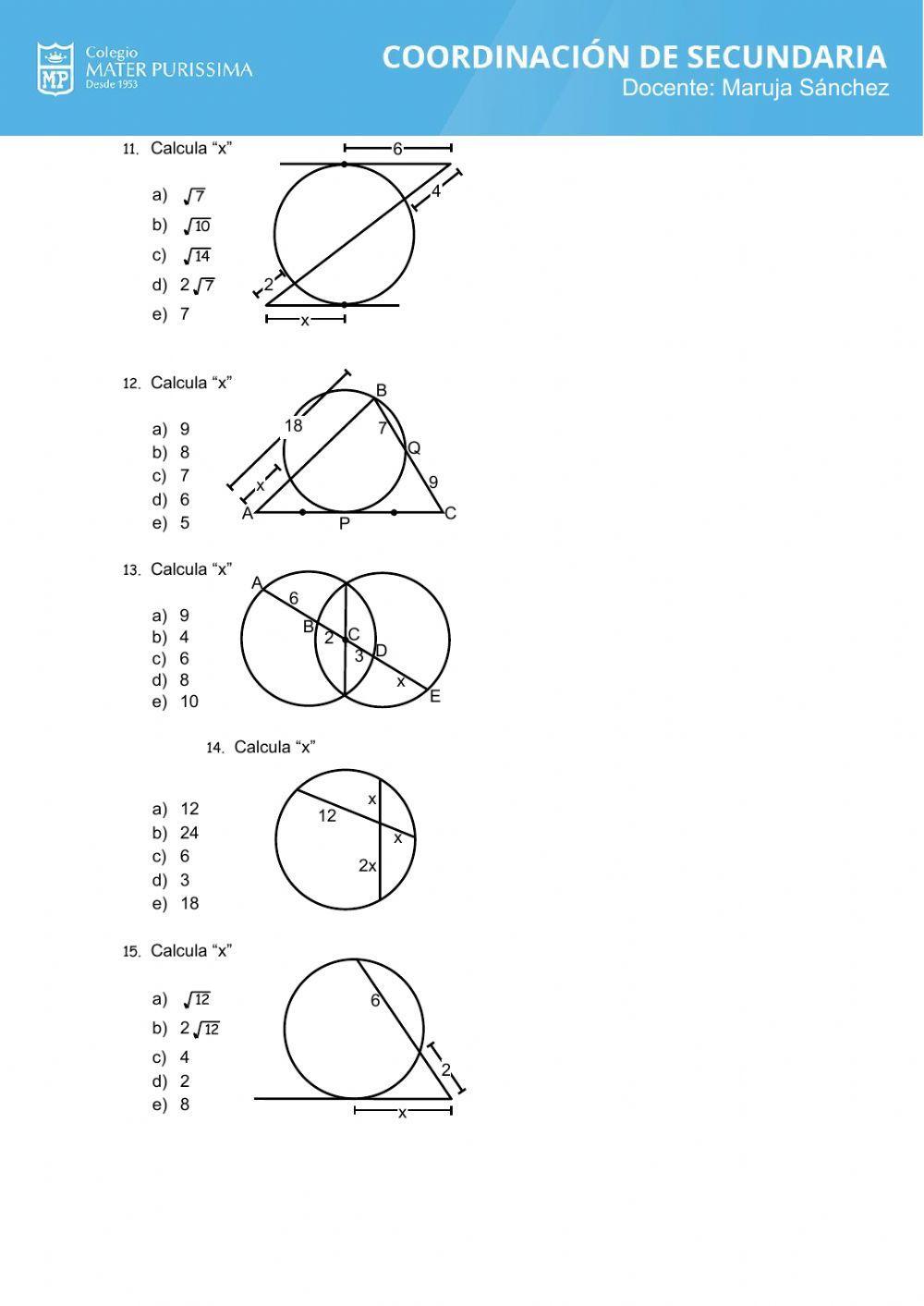 Relaciones métricas en la circunferencia