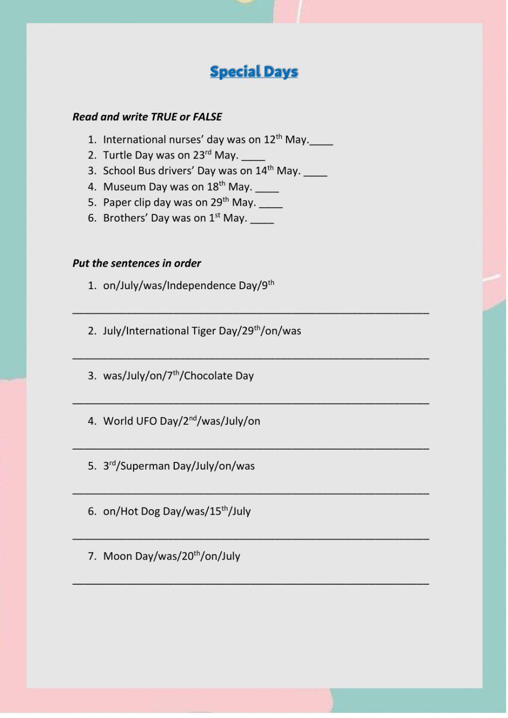 Dates and Past Tense