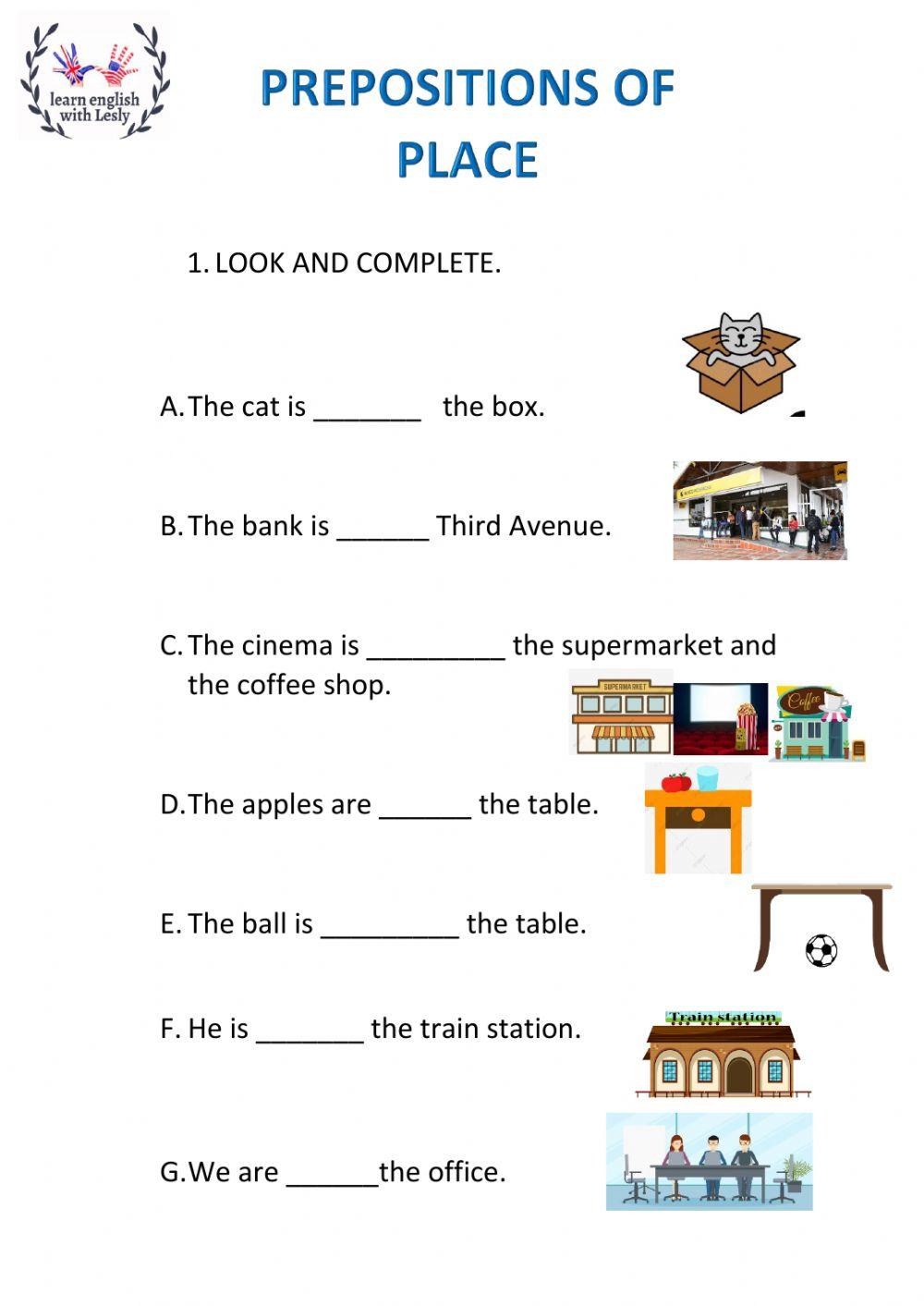Prepositions of place