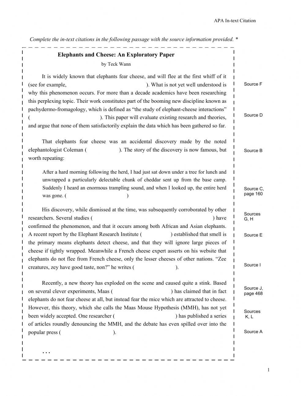 APA In text Cit Free Interactive Worksheets 6079406