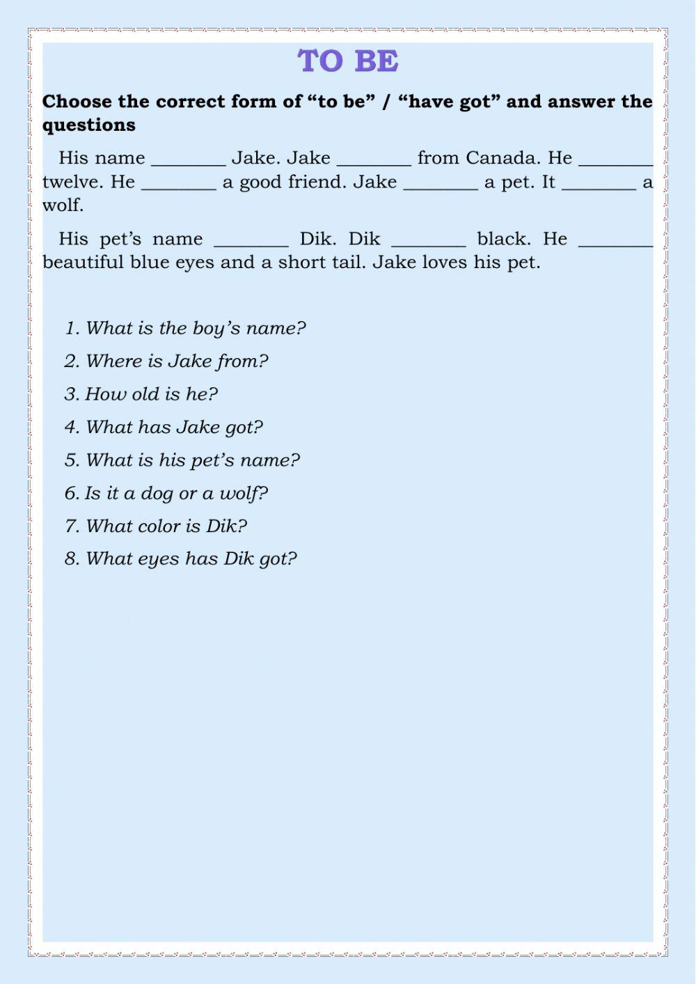 To be - Have got-Has got