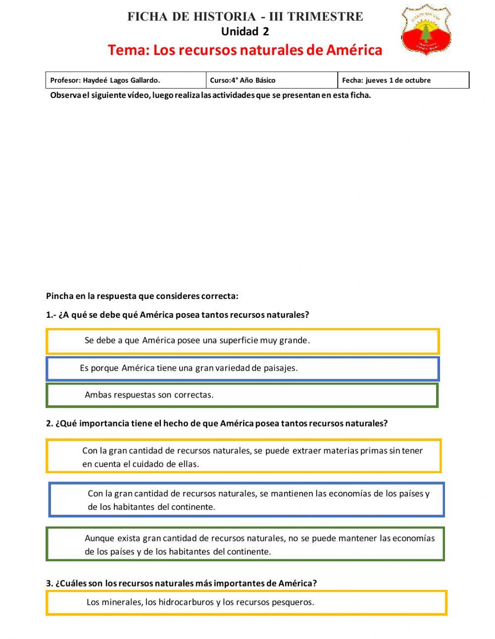 Recursos naturales en américa