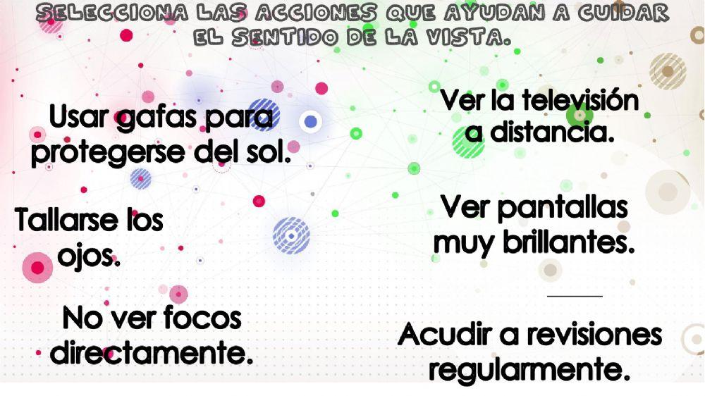 ACCIONES PARA CUIDAR EL SENTIDO DE LA VISTA