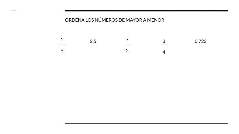 Ordenar los números