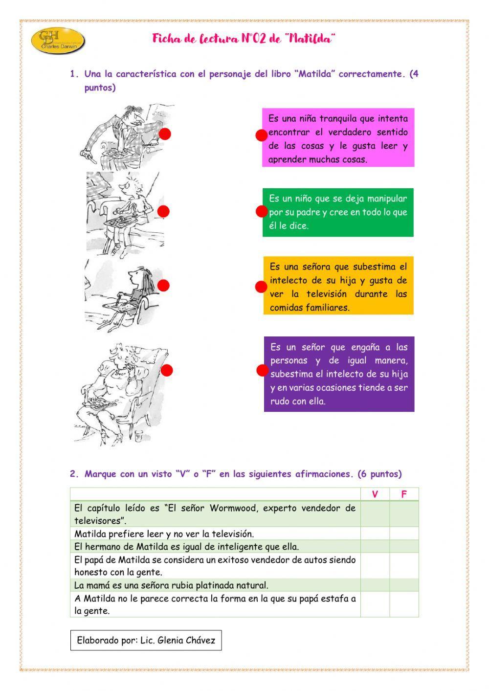 Ficha de lectura N°02 de “Matilda”