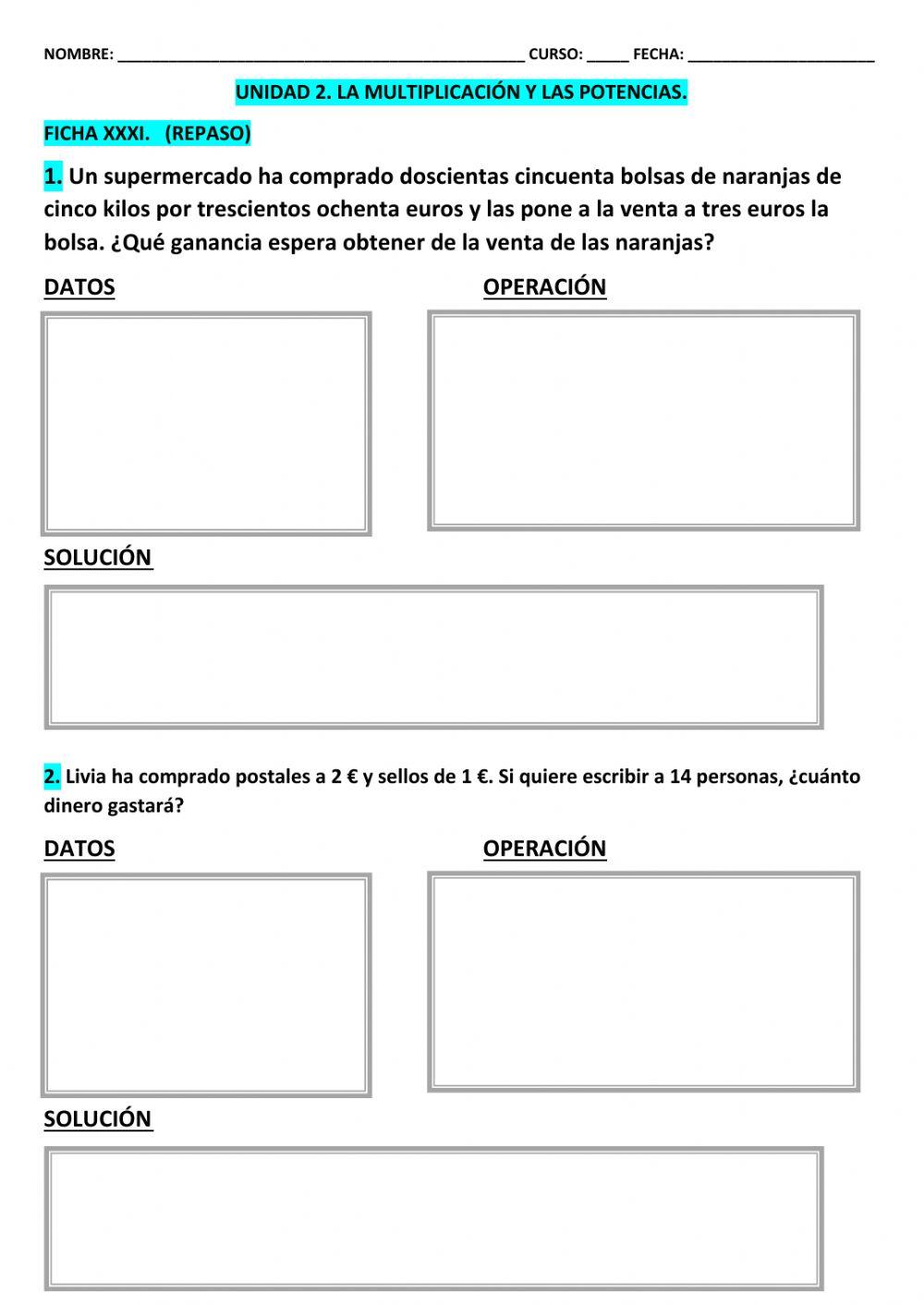 Ficha 31 t-2 mat 5º epo