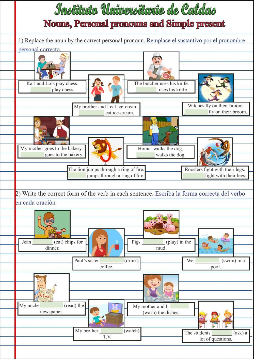 Simple present and Personal pronouns