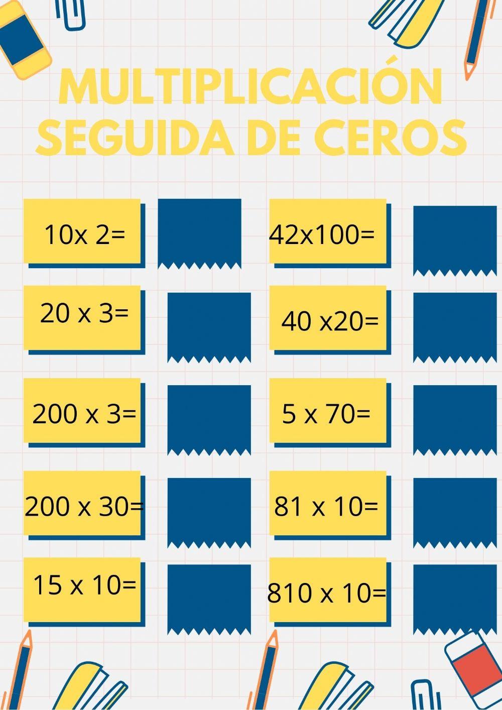 Multiplicación seguida de ceros