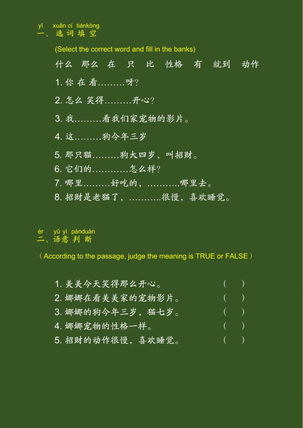 Feisiang Primary Pretest