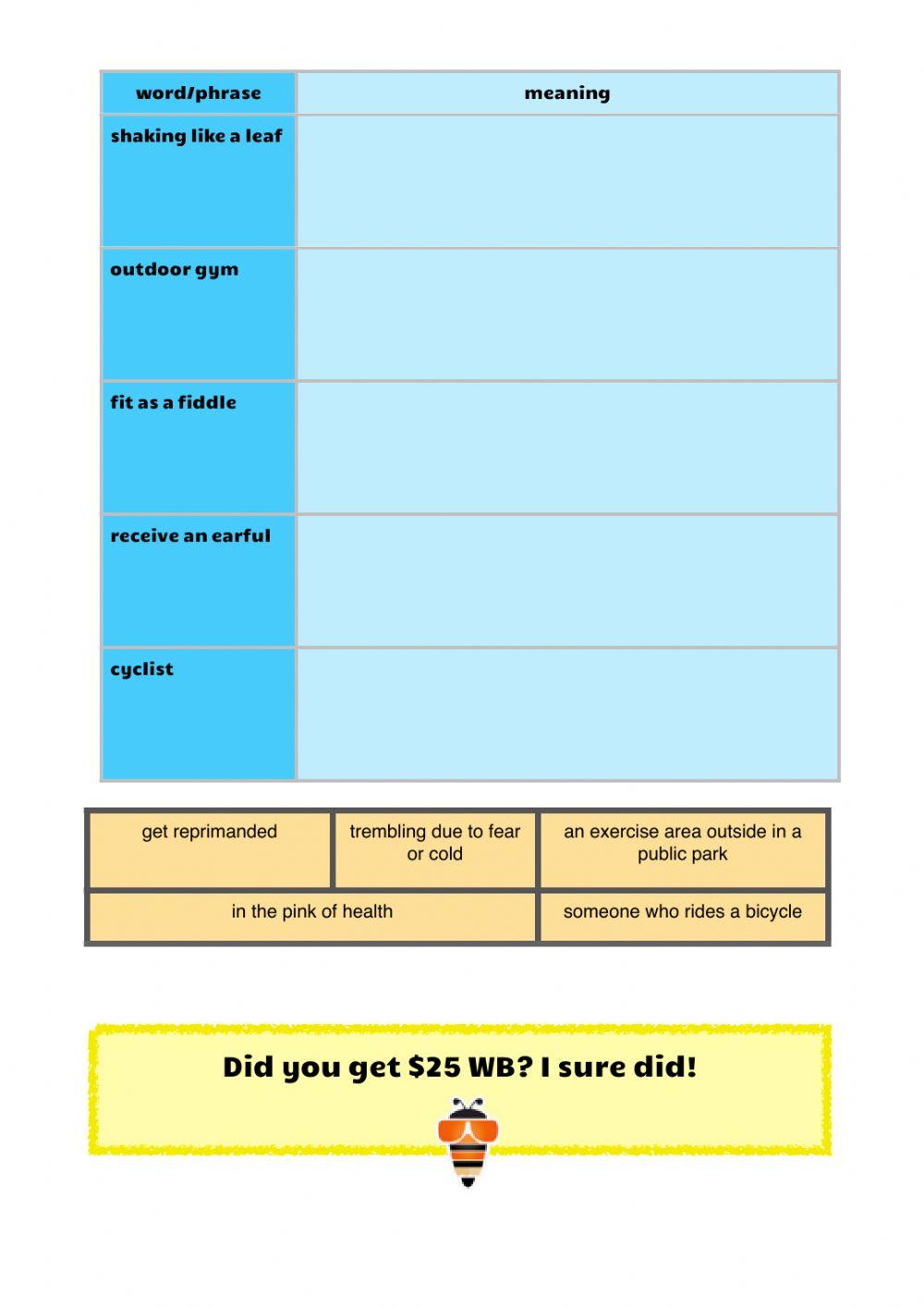 Vocabulary workbook p2 Part H