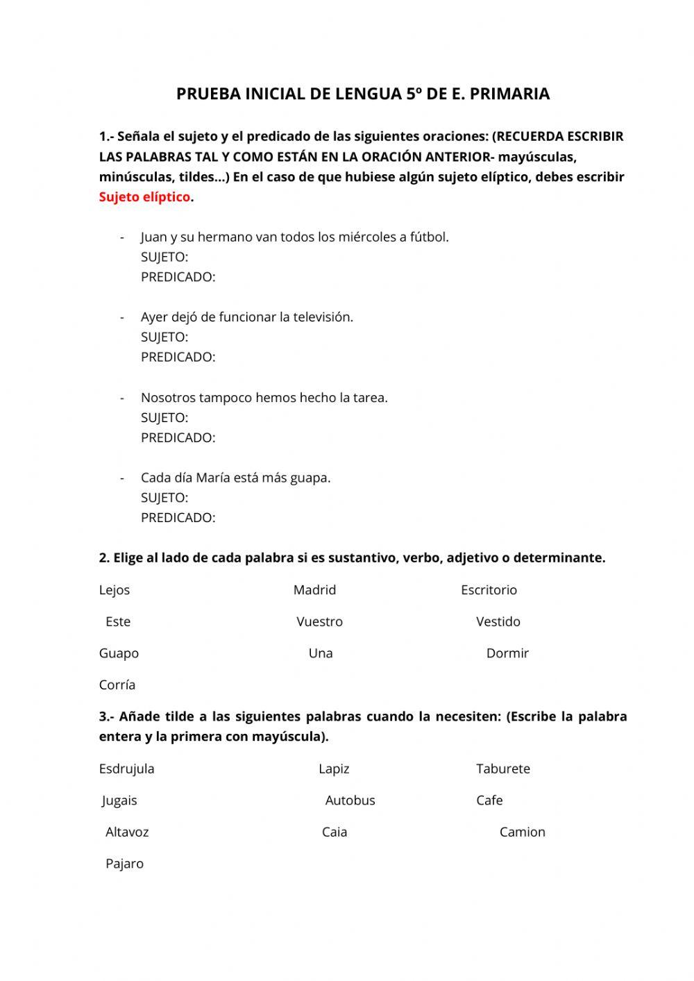 Evaluación inicial lengua 5ºe,p. -sjc