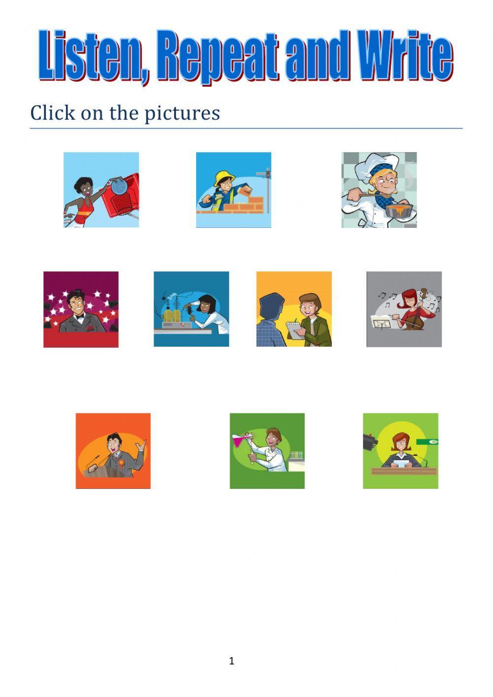 Listen repeat and write professions tiger team 5 macmillan