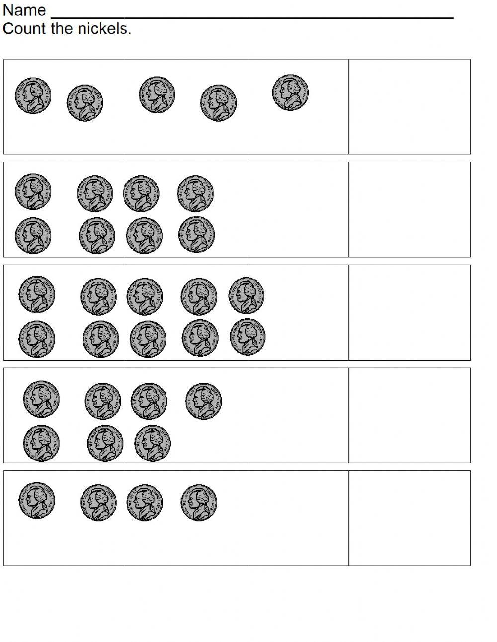 Count the nickels worksheet Live Worksheets