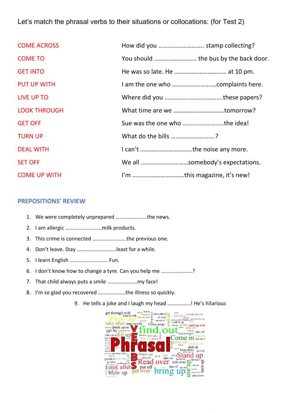 Phrasal verbs and prepositions