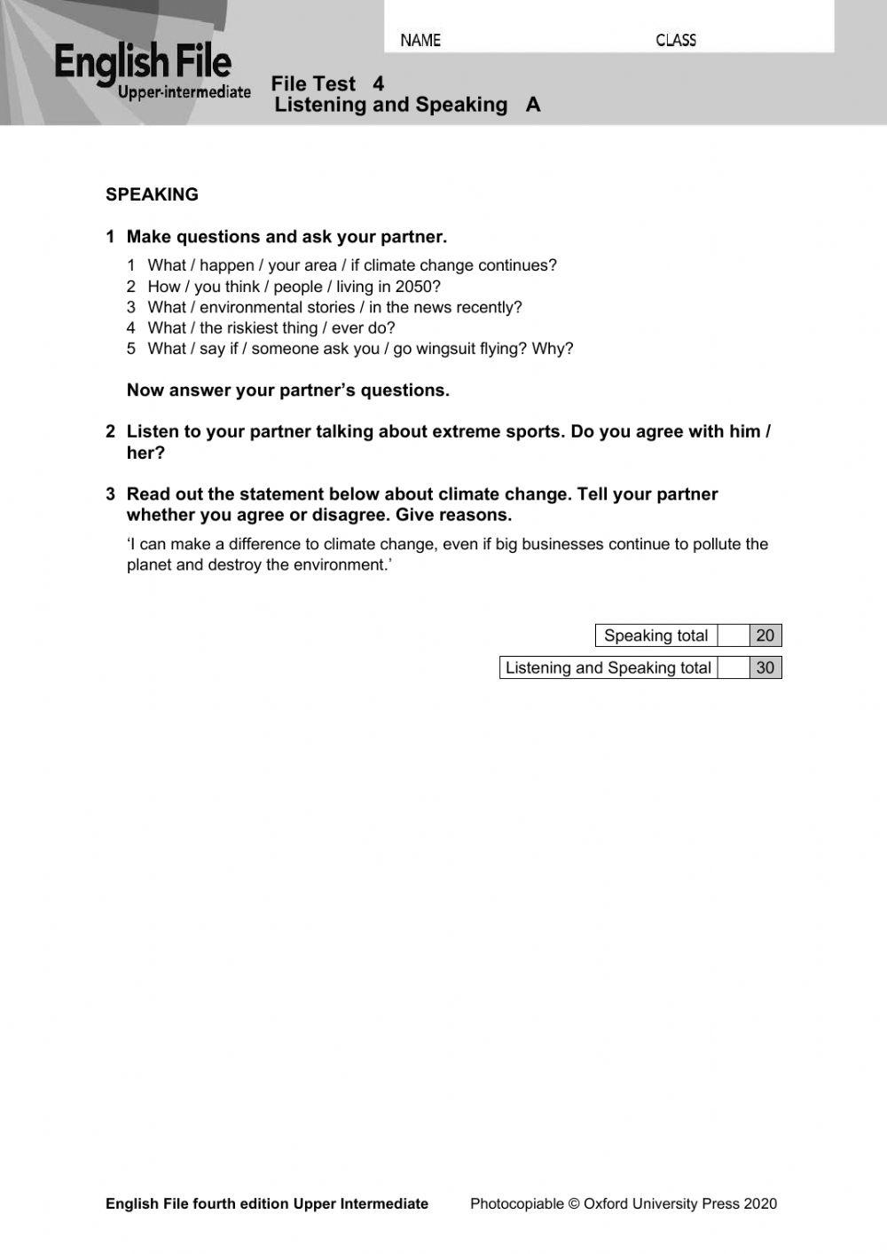UNIT 4 TEST- 5th year