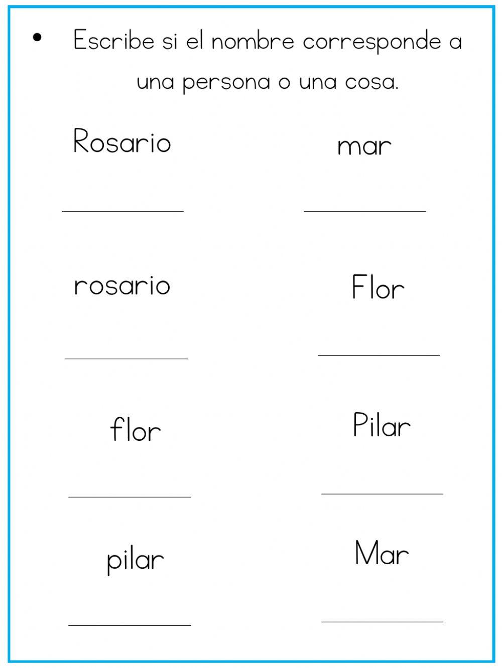 Nombres de personas o cosas
